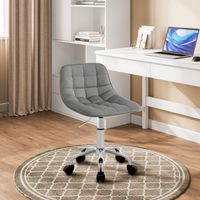 WOLTU Bürostuhl mit Rückenlehne, Sitzhocker ergonomisch, Arbeitshocker 360° drehbar, höhenverstellbar, Drehstuhl mit Rollen, Bürohocker Samt, Hellgrau