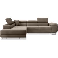 Canapé d'angle gauche convertible Marius velours côtelé Taupe