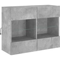 Mueble TV multimedia estantería para televisión buffet para televisión comedor salón dormitorio montado en la pared con luces LED 78,5 x 30 x 60,5 cm gris 020027908