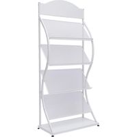 Floor Standing Magazine Rack 4 Layers Information Rack, Storage Rack Newspaper Rack Display Rack, Iron Floor-Standing Rack, White, Single Shelf Capacity 15kg