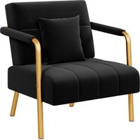 Yaheetech Divano Imbottito con Braccioli Divano Singolo da Salotto 75,5 × 72,5 × 76 cm Sofa Piccolo in Velluto con 2 Cuscini Gambe in Metallo per Soggiorno Sala d'Attesa Ufficio Casa Nero