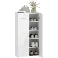 Mobile Scarpiera a 5 Ripiani Regolabili e Rimovibili, , 55x36x108 cm, Bianco Lucido