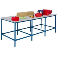 PROVOST - Table de travail Provost 3500 mm - 8 pieds en acier, plateau mélaminé gris