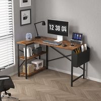 MCC direct L Shaped Corner Desk with Bookshelf Reversible Corner Desk For Home Office Study 100CM BROWN