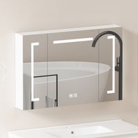Armoire à miroirs LED élégante de 90 cm,Armoire de randonnée – Armoire à miroirs avec espace de rangement pour la salle de bain,le salon et la chambre