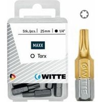 Punte WITTE da 25 mm in custodia di plastica, tipo T20 TIN, elevata durata.