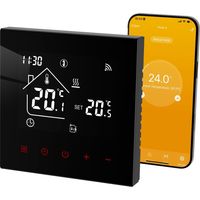 Thermostat Connecté WiFi Thermostat d'Ambiance Intelligent pour Chauffage au Sol Électrique Thermostats Programmable sans Fil avec Capteur Externe Compatible Alexa 16A,Noir