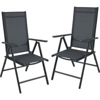 SVITA Gartenstühle Hochlehner klappbar Campingstuhl Klappsessel 2er Set Aluminium Anthrazit