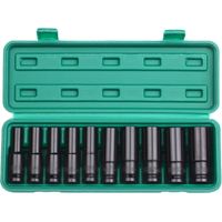 1/2Inch Drive Hex Impact Socket Set 20-Piece Deep Socket Metric Sizes 8-32mm CR-V Material with Stor-10pcs 8-24mm-Black