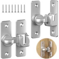 Cerradura para puerta corredera, pestillo de gancho para puertas correderas, pestillo de palanca, pestillo de lazo (90°/180°) (Plata)