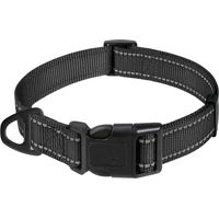 Collar clásico ajustable de nailon reflectante para perros medianos, negro, 2,5 cm de ancho