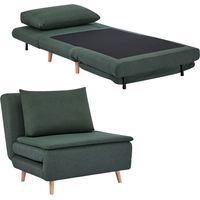 3-in-1 Schlafsessel mit Bett-Funktion, Liegesessel, verstellbare Rückenlehne, Buchenbeine, Kissen, Dunkelgrün