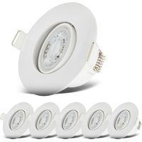 Lot de 6 spots LED encastrables orientables IP65 – Salle de bain – Blanc chaud 3000K – 4,9W / 480lm chacun – 230V – Ø68mm