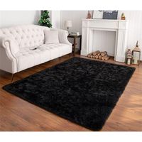 , tappeti moderni e soffici per il soggiorno, adatti per la camera dei bambini, decorazioni per la casa, decorazioni per interni della camera da letto, tappeti ultra morbidi (nero, 80x160 cm)