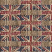 Galerie Distressed Brown Wood Union Jack Wallpaper Stylish Paste The Wall