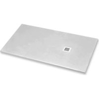Duschwanne 150X120 cm Vulcano Line Slim Hellgrau Ral 7035 aus Kunstharz und Marmorpulver mit freiem Ablauf - FRASCIO
