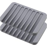 Ensemble de 2 porte-savons, porte-savon, porte-savon en silicone pour salle de bain et cuisine (gris)