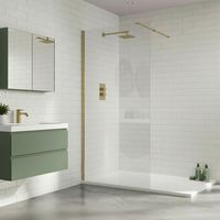 Duchy Padstow Brushed Brass 8mm Wet Room Glass Shower Screen 800mm Wide