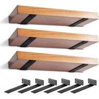 Lot de 6 supports d'étagère robustes rustiques flottants pour étagères murales, supports d'étagère industriels noirs (15,2 cm 6 pièces)