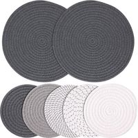 Hot Mat - Round Woven Cotton Pot Holder - 11.8 Inch And 7 Inch - For Pots Pans Hot Dishes - 5 Pieces