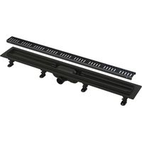 Alca - Plato de ducha Simple 85 cm, con borde para rejilla perforada, incl. rejilla, negro mate APZ10BLACK-850M