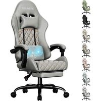 Ergonomischer Stuhl - Ecofurnix - Mikrofaserbezug - Massage-Lendenkissen - Verstellbare Rückenlehne - Fußstütze - Grau