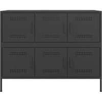 Meuble de rangement 6 portes en acier Klavin 100cm - Style Industriel-Noir