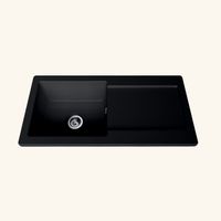 Vitra – Évier céramique noir mat 100x50 cm – Évier encastrable réversible avec bonde et siphon – Bac à laver 1 grand bac 1 égouttoir