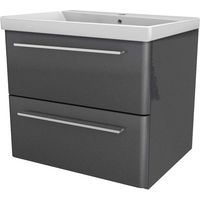 Lanzet K8 Badmöbel Set 2-teilig, 60cm, Grau, Keramikbecken-06376145