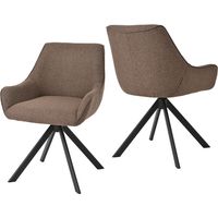 360° swivel armchairs with curved backrests and soft cushions, perfect combination of style and comfort - Set of 2 - Mocha Brown