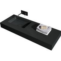 Wandwaschbecken Bernstein BA8012 Mineralguss 121x45x12cm Quarz schwarz Untergestell 121S hängend