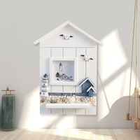 Wand-Schlüsselhalter – Leuchtturm, Schlüsselschrank im mediterranen Stil mit 6 Haken, Schlüssel-Organizer aus Holz im nautischen Stil, Sommerliche Wanddekoration für Strand und Küste