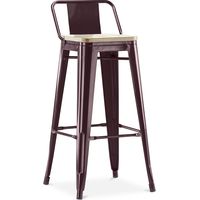 Barhocker mit Rückenlehne - Industriedesign - Holz & Stahl - 76cm - New Edition - Stylix Bronze
