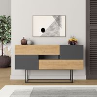 Decortie Eros Console Sideboard Display Unit - Oak / Anthracite Grey
