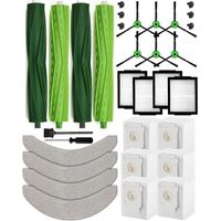 Lot de 26 Accessoires Compatible avec iRobot Roomba Combo j7/j7+(j7 plus)/j9/j9+(j9 plus)/10 MAX 4 Brosses à Rouleau 6 Brosses Latérales 6 Sacs à Poussière 4 Filtres HEPA 4 Serpillères