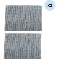 Lot de 2 tapis de bain CHENILLE 40x60cm Gris Clair MSV