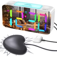 Réveil à Vibreur Extrêmement Puissant et Alarme Sonore Forte - Conçu pour les Personnes Sourdes, Malentendantes ou Gros Dormeurs - Grand Écran Digital, Charge USB, Veilleuse, Mémoire d'Arrêt