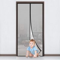 Moustiquaire Porte Fenêtre Magnétique Rideau Porte Anti Mouche Insecte Moustiquaire Aimantée Bande Adhésive Fermeture Automatique Maille Très Fine, Noir, 90x210cm