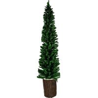 Albero di natale slim con tronco in legno vero cm 135 165 195 225 255 verde stretto alto decorazioni addobbi ambiente casa - MISURA: Albero con tronco cm 195