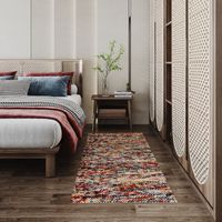 Tapis en laine Mosaik - Tapis en laine - 200x80cm, Rectangular - 100% Laine vierge - Tissé main - Colorée