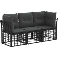 vidaXL Outdoor Sofa Set Black Poly Rattan
