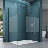 Mai & Mai Box Doccia Walk-In Due Lati Fissi 80x120cm, Parete Doccia in Vetro Parzialmente Smerigliato 8mm Vetro di Sicurezza ESG con Rivestimento Nano Bremen01MS-T