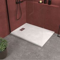 receveur de douche blanc effet pierre 90x120 cm et grille décor linéaire en inox