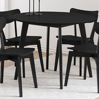 Hellin – Table de salle à manger ronde Ø105 cm – 3 places – Plateau en placage chêne – Pieds en bois d’hévéa – Style moderne