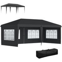 Tente de réception pliante tonnelle - 3x6 m avec côtés amovibles - Noir