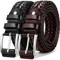 Lot de 2 ceintures pour homme, ceintures en cuir tressé tissé, idéales pour offrir avec un pantalon de golf décontracté ou un polo.