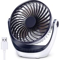 Desk Fan Small Tabletop Fan with Strong Airflow Quiet Operation Portable Mini USB Fan Air Circulator 2 Cooling Speed Adjustable Head 360Rotatable Personal Fan for Home Office Bedroom Table and