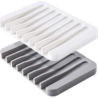 Confezione da 2 portasapone autodrenanti in silicone di alta qualità per doccia, bagno, cucina, vasca da bagno, rasoio, spugne, drenaggio ottimale dell'acqua