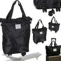 Foldable Rolling Travel Bag, Waterproof, Black, 50L