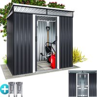 Gardebruk Cobertizo de jardín 3,4 m³ Antracita 196x122x180cm Caseta de Herramientas con Puerta corrediza ventanas y zócalo